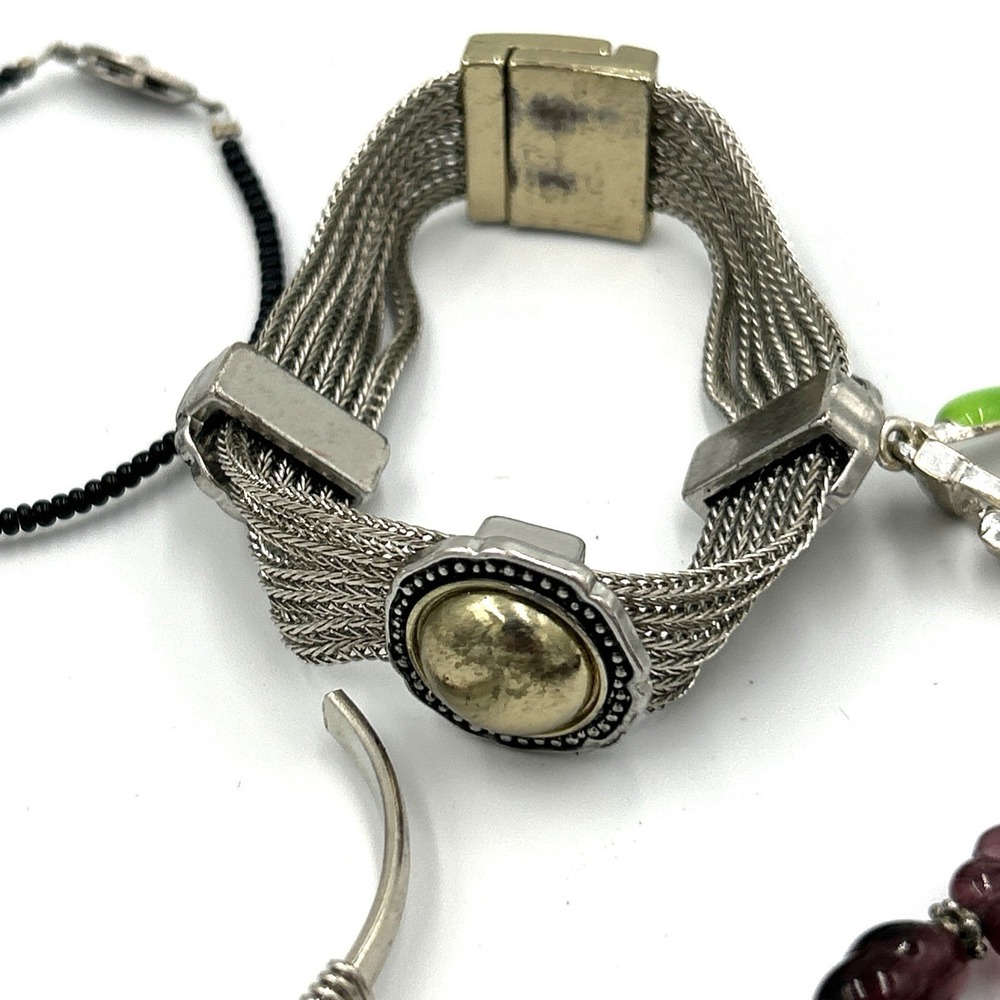 Lot of 10 bracelets Chain stretch Beaded Silver tone Several Vintage - Picture 6 of 13